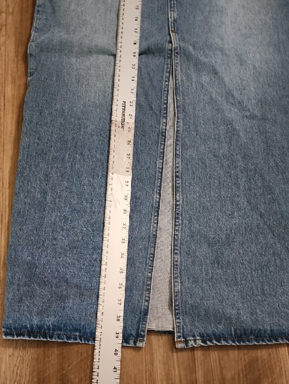 10 Crosby Derek Lam Denim Midi Skirt Front Slit Light Wash High Rise Y2K - Picture 2 of 9